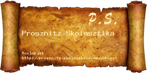 Prosznitz Skolasztika névjegykártya